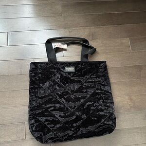 Victoria's Secret Black Quilted Velvet Tote